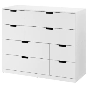 NORDLI Komoda, 8 szuflad, biały 120x99 cm