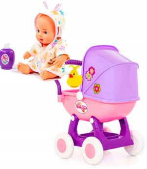 GŁĘBOKI WÓZEK DLA LALEK 59cm + lalka dziecko
