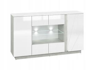 Komoda MDF cichy domyk + oświetlenie biały/beton