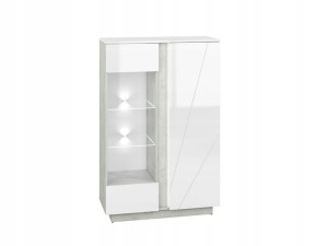 Komoda MDF cichy domyk + oświetlenie biały/beton