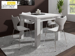 Stół S03 MDF Biały Wysoki Połysk rozkładany 80(+4x50)x80