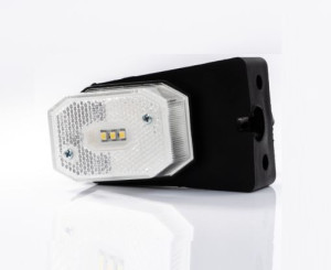 Lampa obrysowa biała przednia LED z odblaskiem, uchwytem kątowym