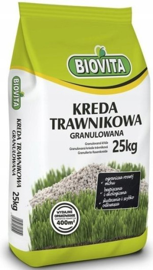 Wapno Kreda granulowana do trawnika 25kg Biovita