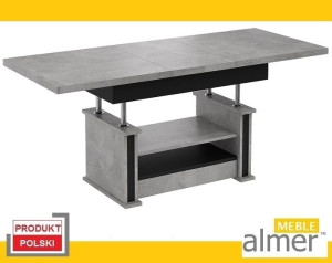 Ławostół Stół Ława L29 Szuflada Półka Rozkładany 200cm jasny beton czarny
