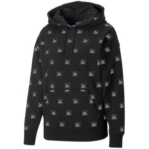 Bluza damska puma brand love aop hoodie fl czarna 535706 01
