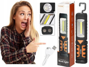 Latarka Led Akumulatorowa 3w1 Hak + Magnes + Usb