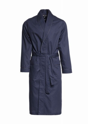 Elegancki cienki bawełniany szlafrok męski RE-504 Granatowy C10 - 4XL