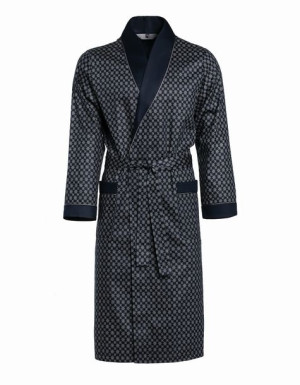 Elegancki bawełniany szlafrok męski RE-504 Granatowy CO - XXXL