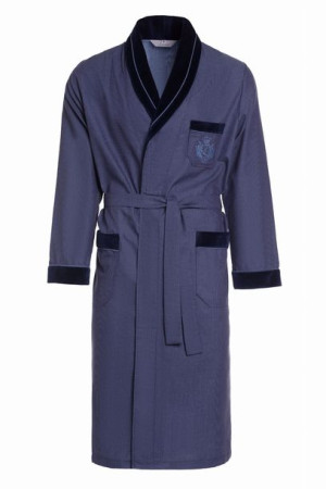 Bawełniany szlafrok męski - cienki - elegancki - RE-505 Granatowy 50 - XL