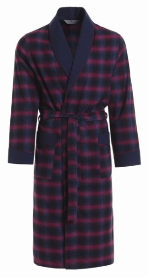 Cienki bawełniany szlafrok w kratkę - RE-501 - Bordo 1055 - 4XL