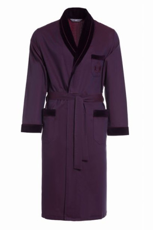 Bawełniany szlafrok męski - cienki - elegancki - RE-505 Bordowy 1047 - L