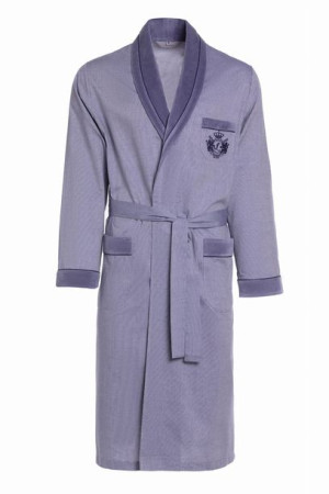 Bawełniany szlafrok męski - cienki - elegancki - RE-505 Szary 1005 - 4XL