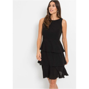 Czarna Sukienka Midi Z Falbankami 44-46 929625
