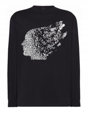 Longsleeve męski nadruk Muzyka Głowa Nutki r.L