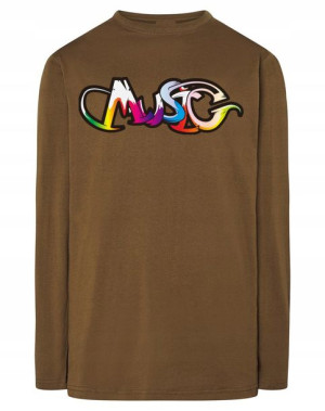 Longsleeve męski nadruk napis Music Muzyka r.3XL
