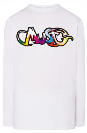 Longsleeve męski nadruk napis Music Muzyka r.3XL