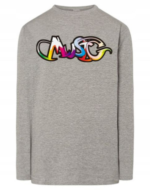 Longsleeve męski nadruk napis Music Muzyka r.M