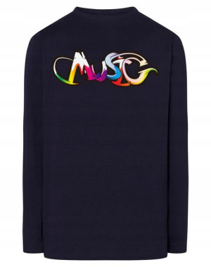 Longsleeve męski nadruk napis Music Muzyka r.M