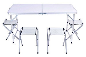 Stół Składany 120cm Zestaw Turystyczny + 4 Krzesła