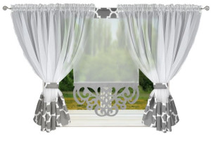 KOMPLET Firana CHORWACJA 510x150 PANEL+Zasłony