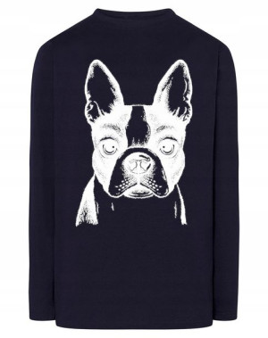 Longsleeve męski nadruk pies Boston Terrier r.M