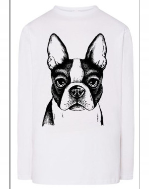 Longsleeve męski nadruk pies Boston Terrier r.S