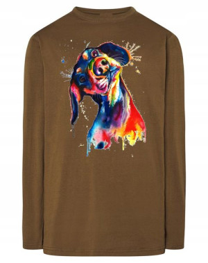 Longsleeve męski nadruk pies Jamnik r.4XL