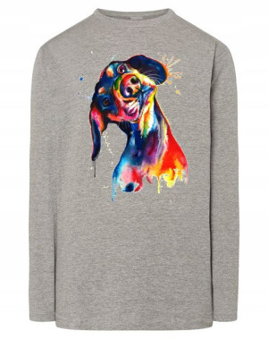 Longsleeve męski nadruk pies Jamnik r.4XL
