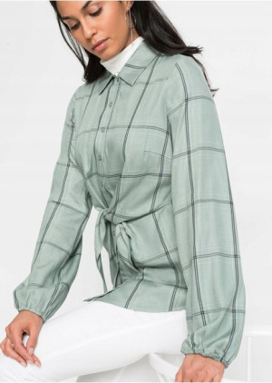 Bonprix Casualowa Koszula Bluzka W Kratę Wiązanie Guziki 42-44 931137