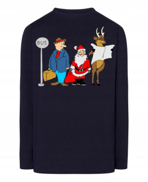 Longsleeve męski nadruk Śmieszny Mikołaj Rozm.4XL