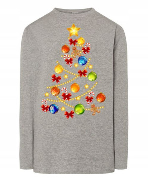 Longsleeve męski nadruk Świąteczny Choinka R.5XL