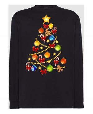 Longsleeve męski nadruk Świąteczny Choinka R.5XL