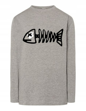 Longsleeve męski nadruk szkielet RYBA r.5XL