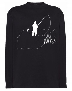 Longsleeve męski nadruk WĘDKARZ WĘDKOWANIE r.M