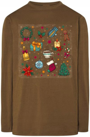 Longsleeve Męski Świąteczny Modny Nadruk Rozm.3XL