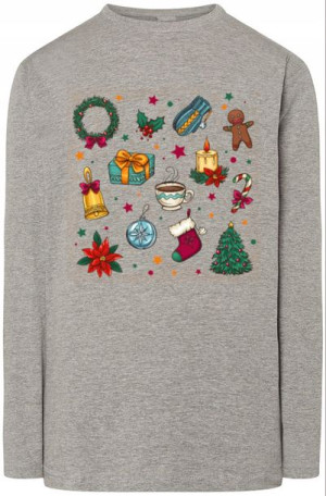 Longsleeve Męski Świąteczny Modny Nadruk Rozm.S