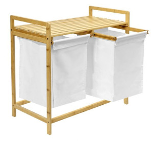 Kosz Na Pranie Pojemnik Bambusowy 2 Komory 2x40l