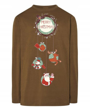 Longsleeve nadruk Wesołych Świąt Mikołaj Rozm.M