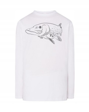 Longsleeve WĘDKARSKI nadruk RYBA SZCZUPAK r.3XL