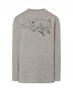 Longsleeve WĘDKARSKI nadruk RYBA SZCZUPAK r.5XL