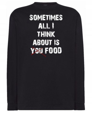 Longsleeve zabawny nadruk napis JEDZENIE r.S