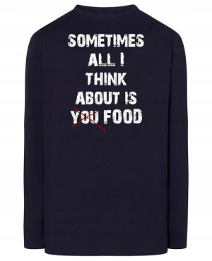 Longsleeve zabawny nadruk napis JEDZENIE r.XS