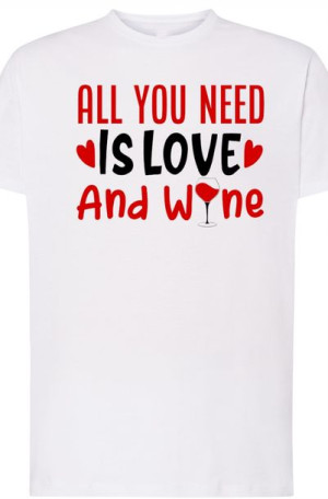 Love and Wine Walentynki T-Shirt Nadruk r.XL