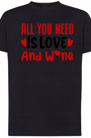 Love and Wine Walentynki T-Shirt Nadruk r.XS