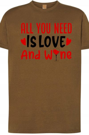Love and Wine Walentynki T-Shirt Nadruk r.XS