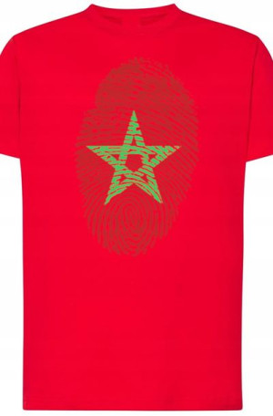 Maroko Flaga Odcisk Palca T-Shirt Męski Rozm.XS