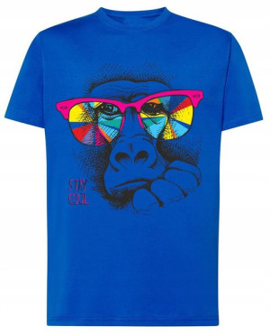 Małpa Modny Męski T-Shirt Logo Nadruk Rozm.4XL