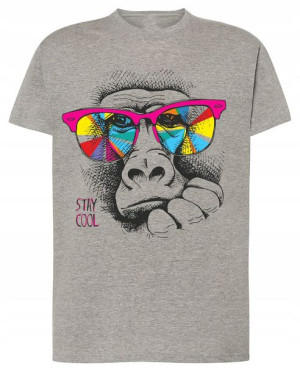 Małpa Modny Męski T-Shirt Logo Nadruk Rozm.XS