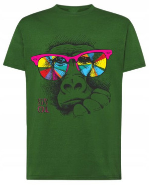 Małpa Modny Męski T-Shirt Logo Nadruk Rozm.XS