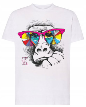 Małpa Modny Męski T-Shirt Logo Nadruk Rozm.XXL